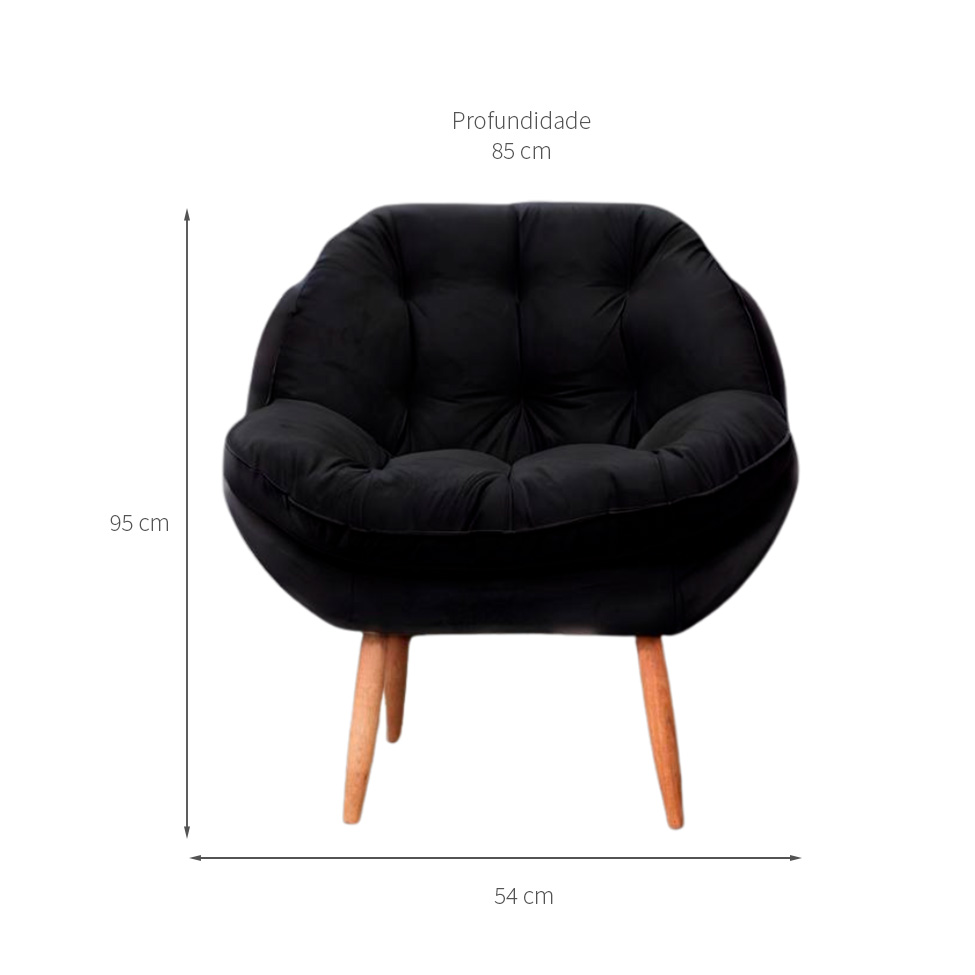 Poltrona Celine Veludo Preta