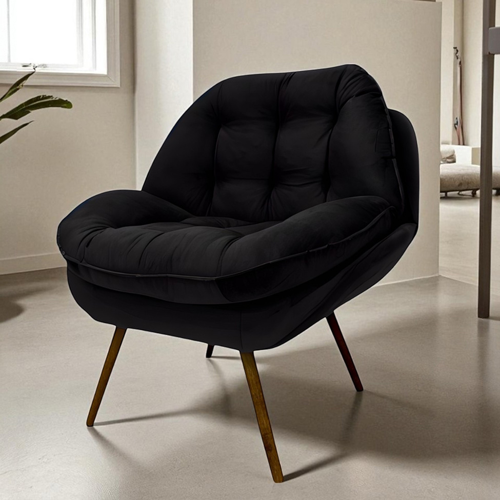 Poltrona Celine Veludo Preta