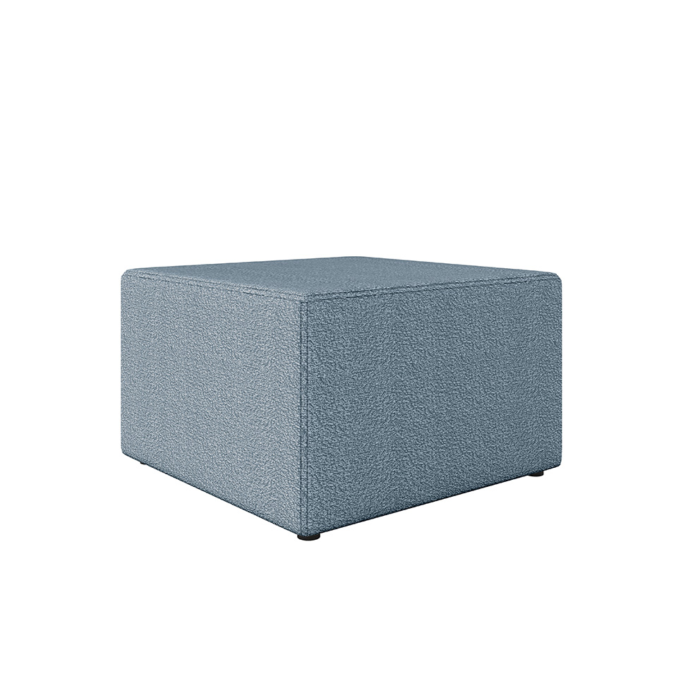 Poltrona Decorativa Pés Balanço com Puff Ninho Bouclé Azul