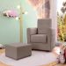 Poltrona Decorativa Pés Balanço com Puff Ninho Bouclé Marrom