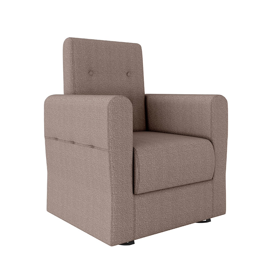 Poltrona Decorativa Pés Balanço com Puff Ninho Bouclé Marrom