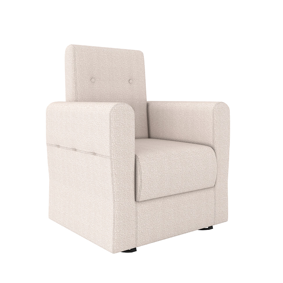 Poltrona Decorativa Pés Balanço com Puff Ninho Bouclé Natural