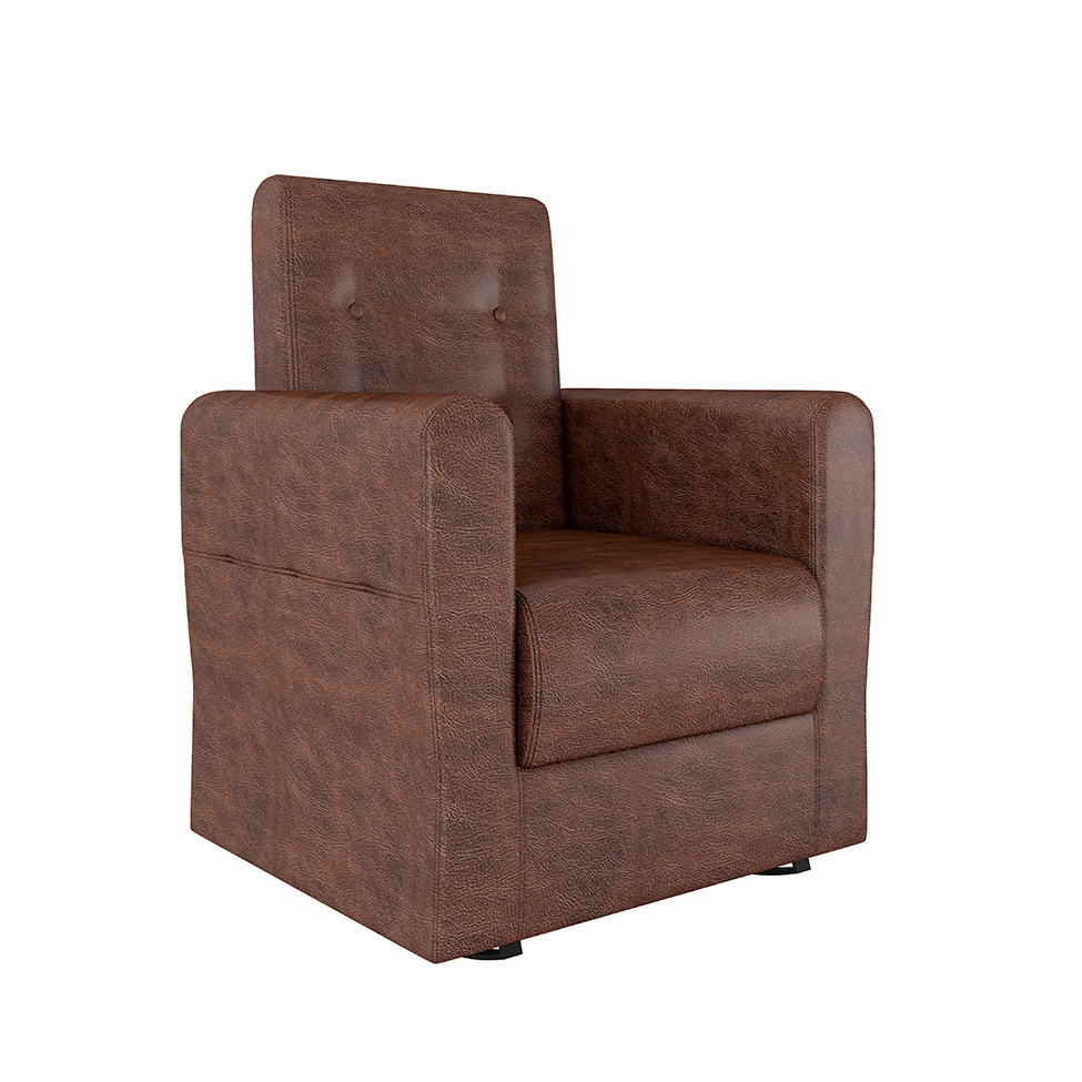 Poltrona Decorativa Pés Balanço com Puff Ninho Facto Marrom