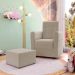 Poltrona Decorativa Pés Balanço com Puff Ninho Suede Bege