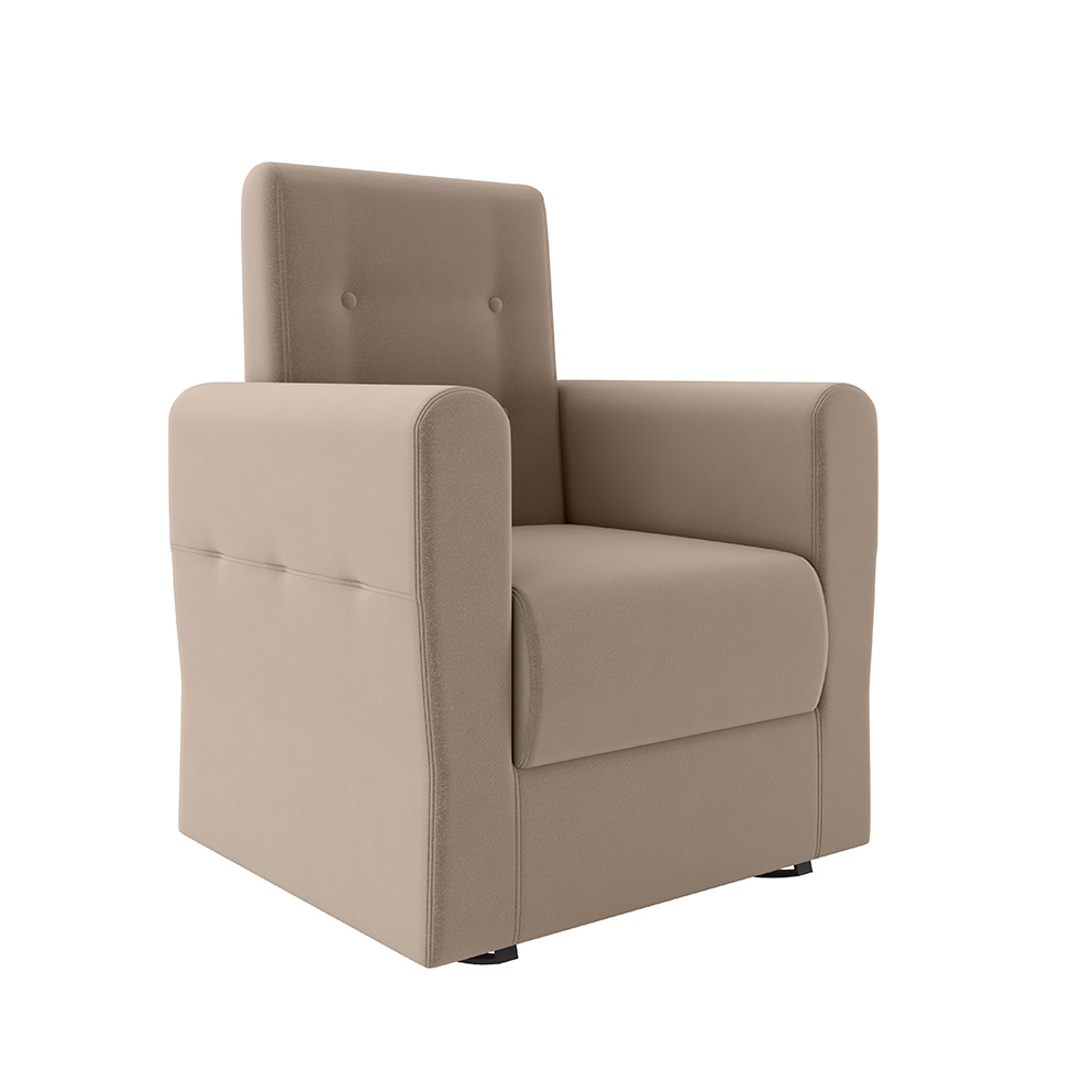 Poltrona Decorativa Pés Balanço com Puff Ninho Suede Bege