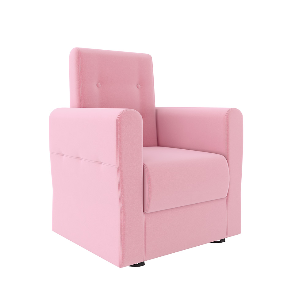 Poltrona Decorativa Pés Balanço com Puff Ninho Veludo Rosa