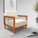 Poltrona Elisabeth Linho Off White e Madeira
