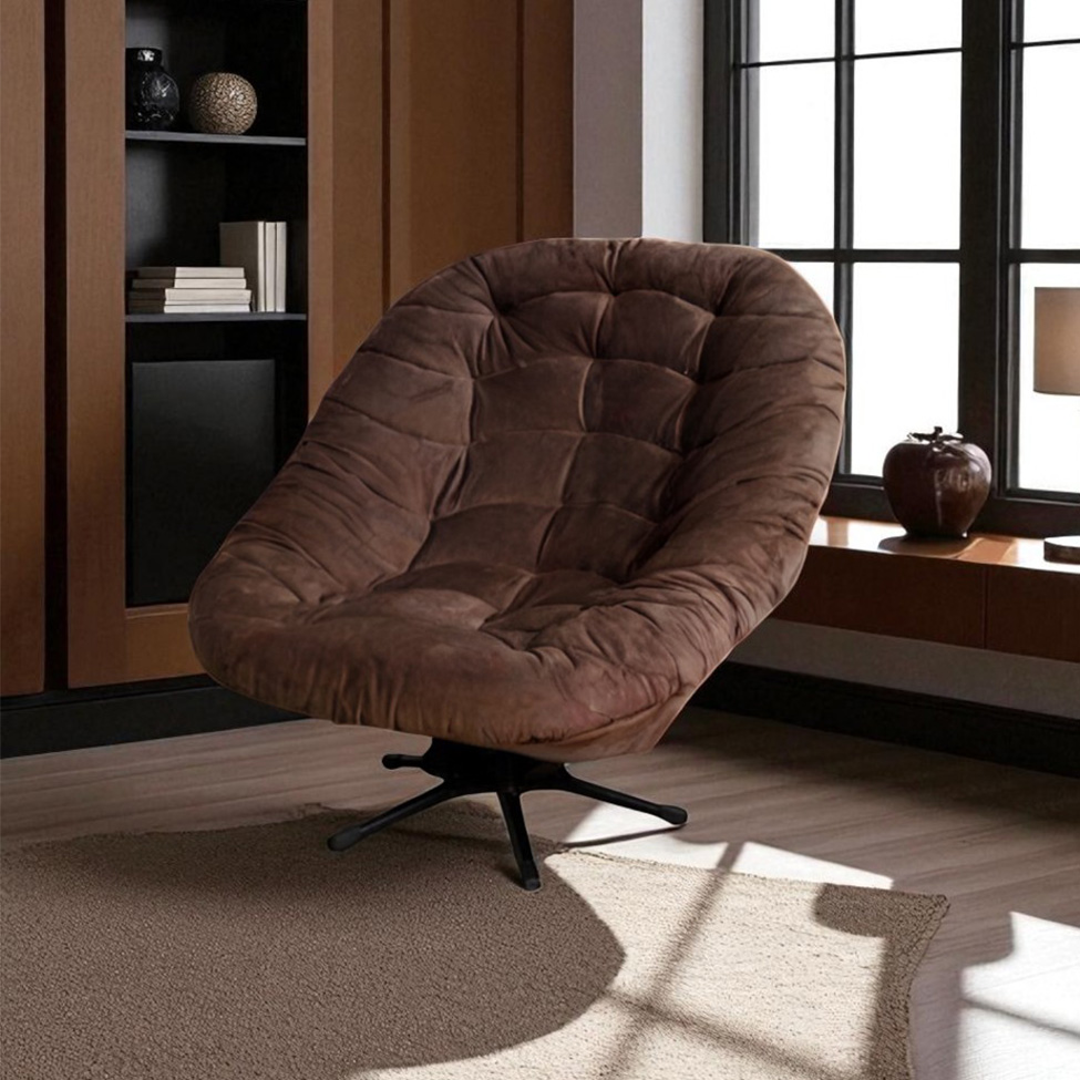 Poltrona Giratória Argos Veludo Chocolate