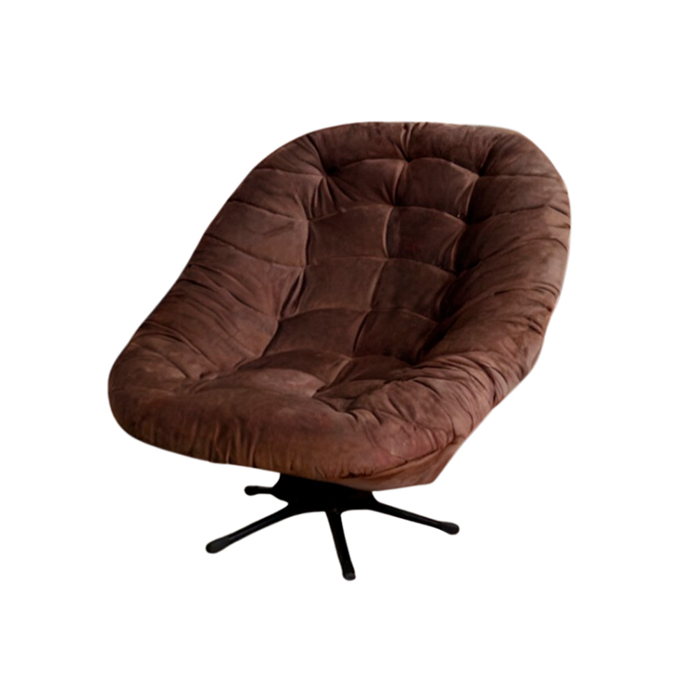 Poltrona Giratória Argos Veludo Chocolate