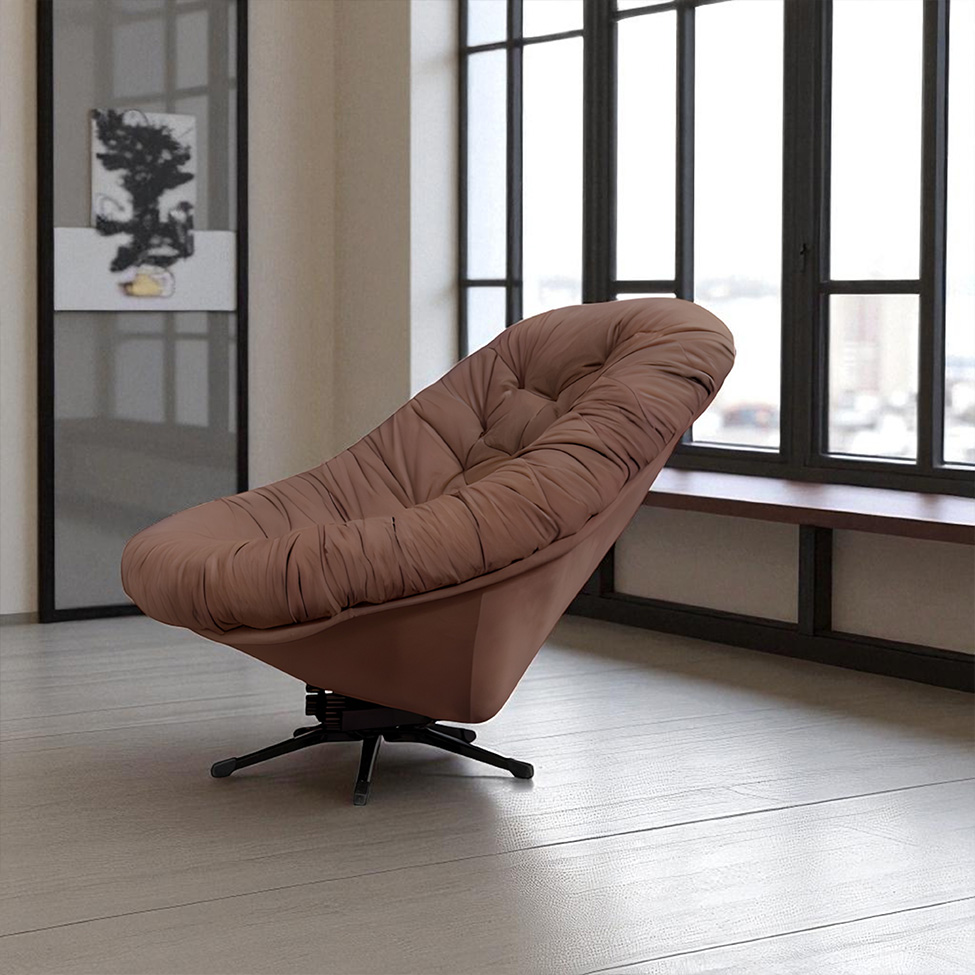 Poltrona Giratória Argos Veludo Chocolate