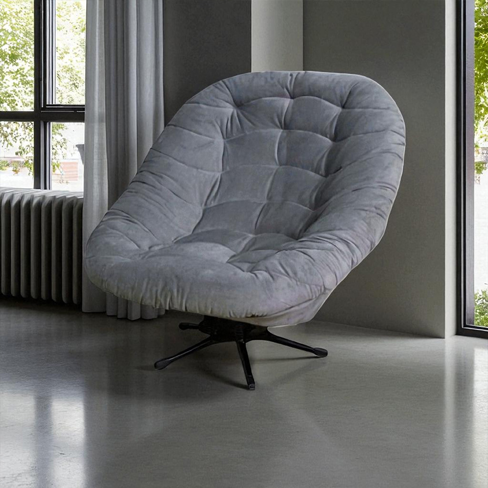 Poltrona Giratória Argos Veludo Grafite