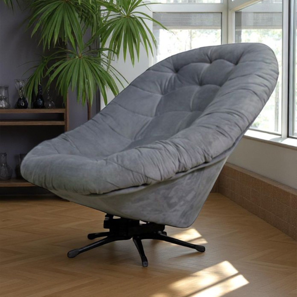 Poltrona Giratória Argos Veludo Grafite