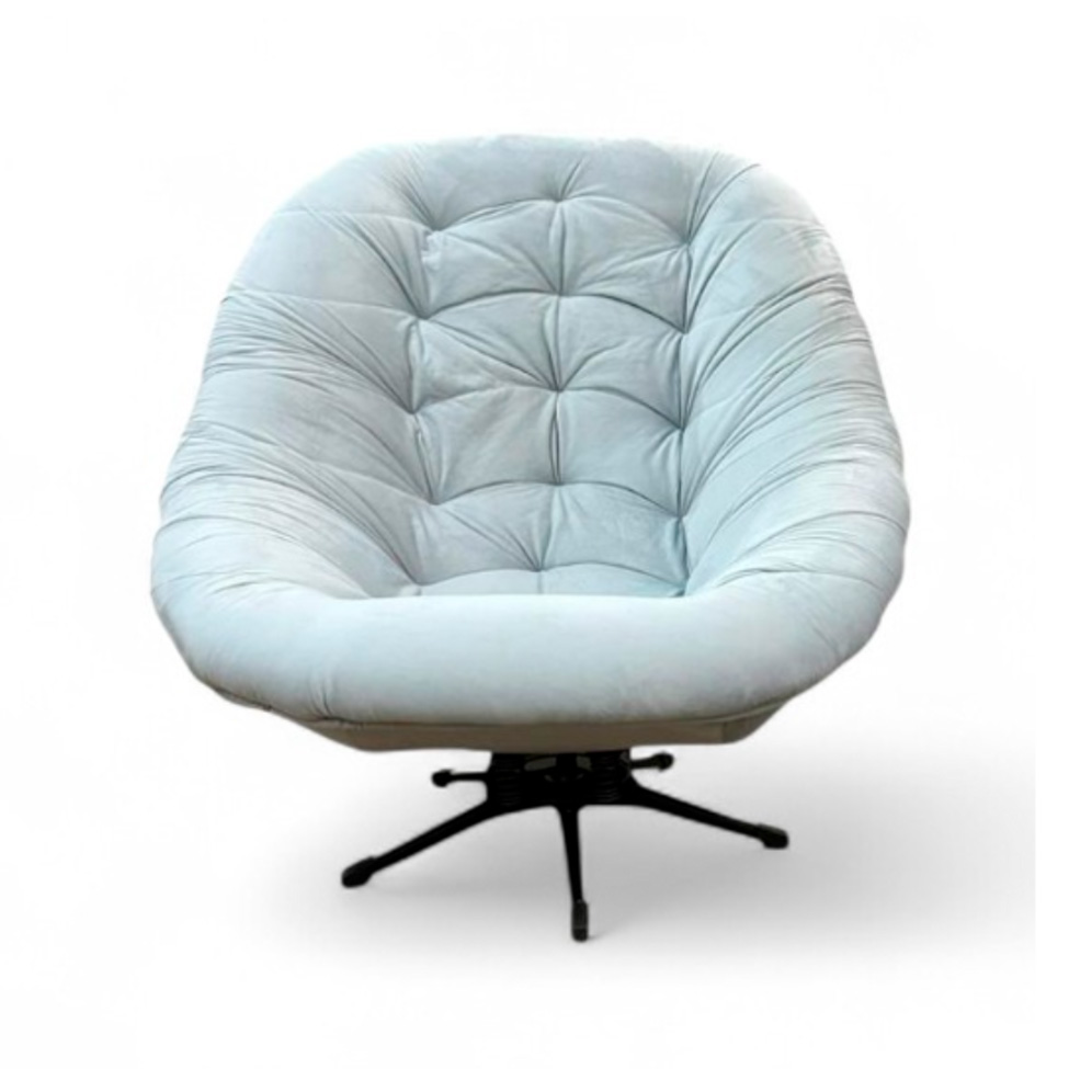 Poltrona Giratória Argos Veludo Prata