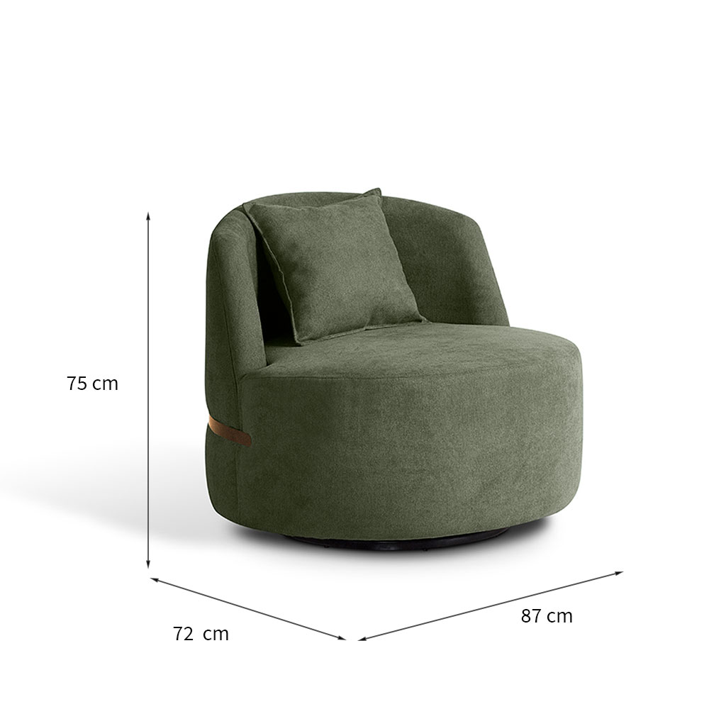 Poltrona Giratória Laila Bouclé Verde e Dourado