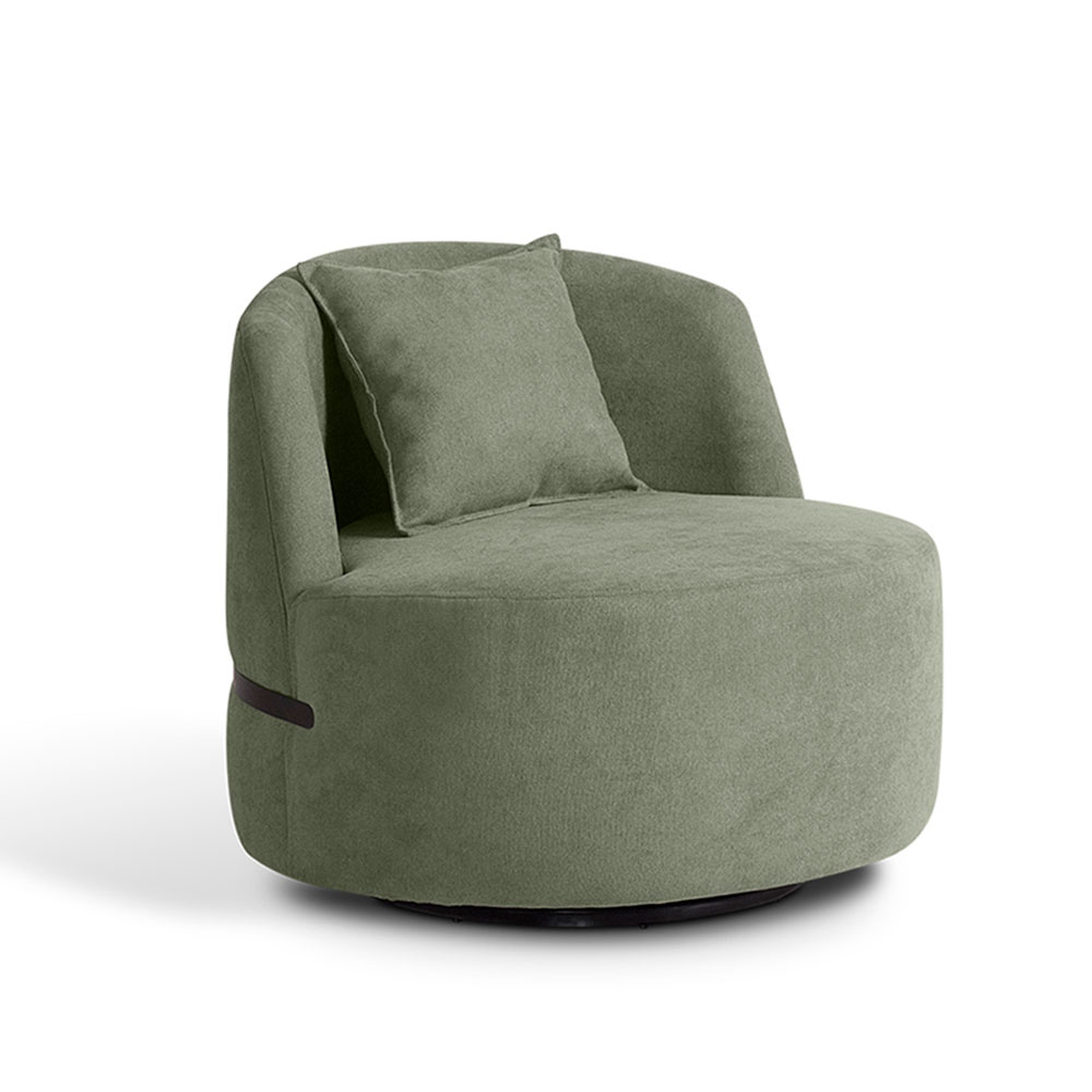 Poltrona Giratória Laila Bouclé Verde e Preto