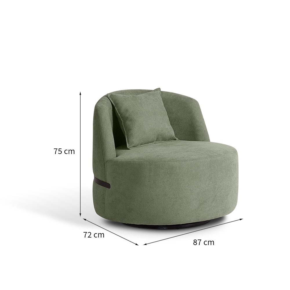 Poltrona Giratória Laila Bouclé Verde e Preto