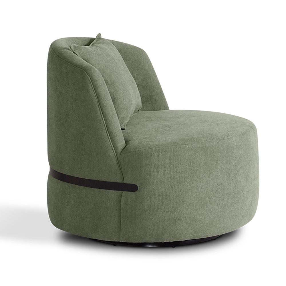 Poltrona Giratória Laila Bouclé Verde e Preto