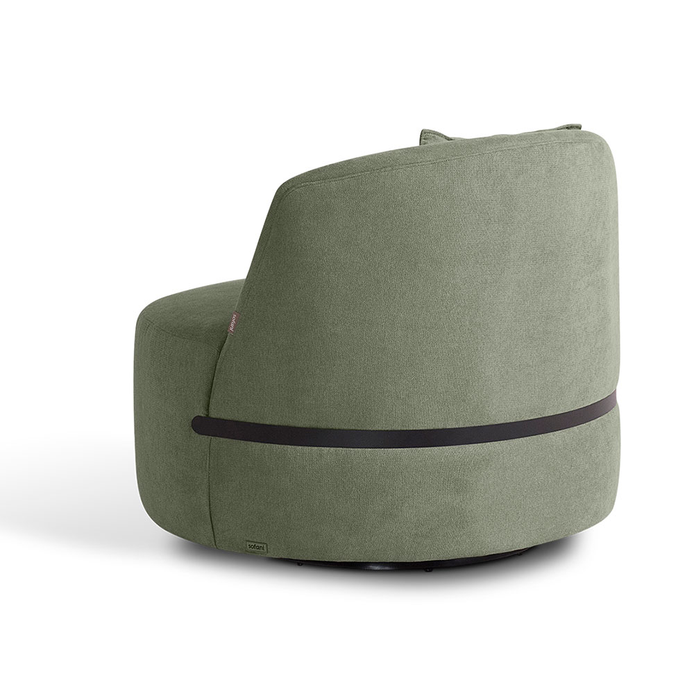 Poltrona Giratória Laila Bouclé Verde e Preto