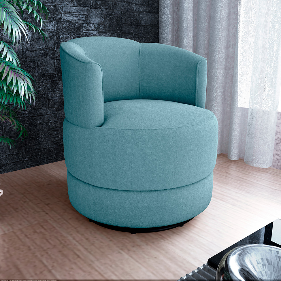 Poltrona Giratória Marselha Bouclé Azul