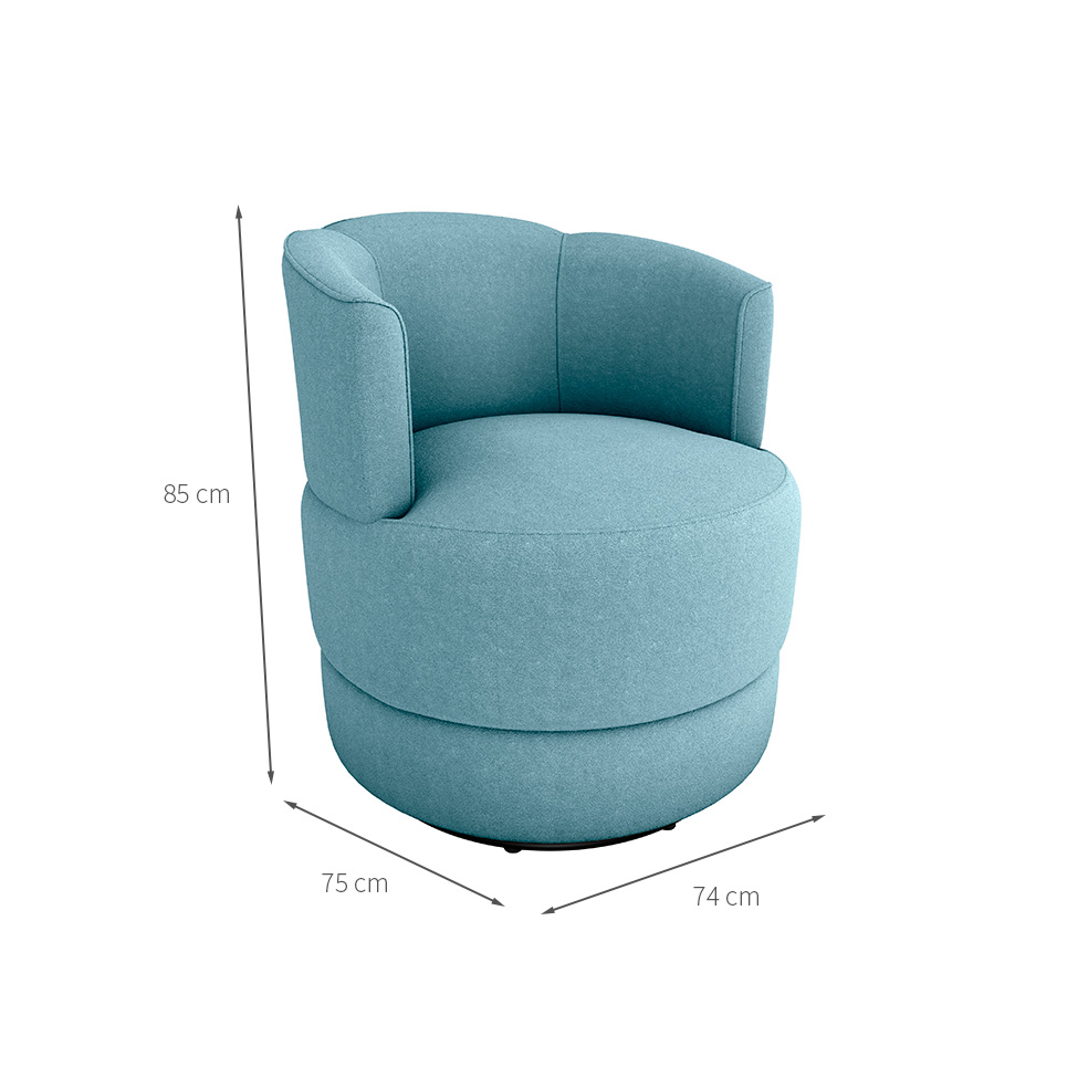 Poltrona Giratória Marselha Bouclé Azul