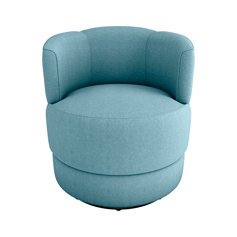 Poltrona Giratória Marselha Bouclé Azul