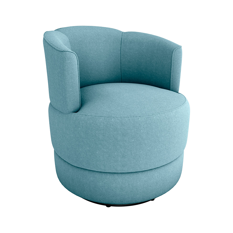 Poltrona Giratória Marselha Bouclé Azul