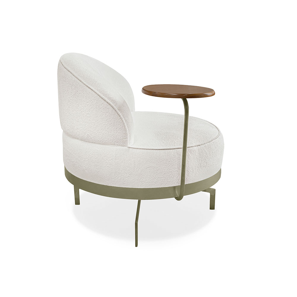 Poltrona Giratória Nash Linho Bouclé Off White