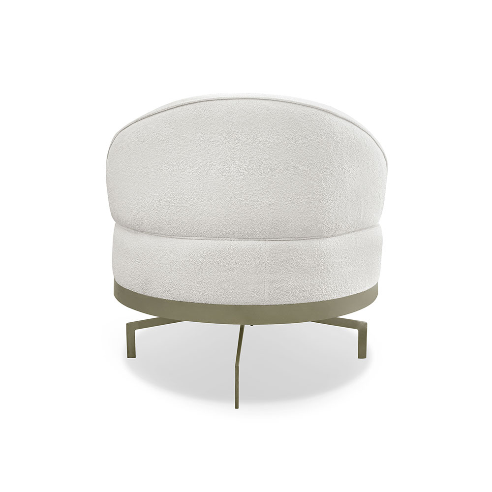 Poltrona Giratória Nash Linho Bouclé Off White
