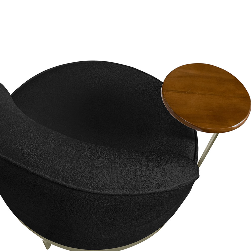 Poltrona Giratória Nash Linho Bouclé Preto
