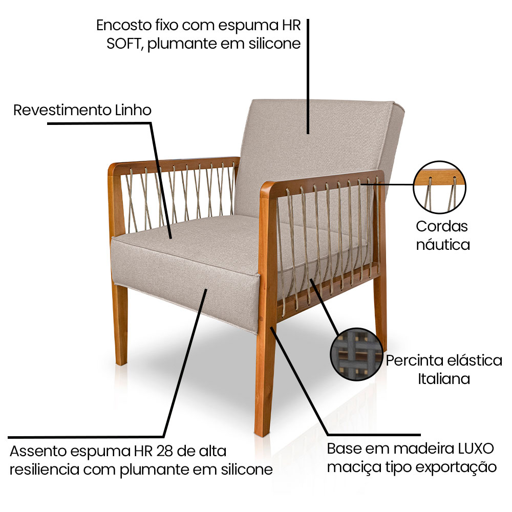 Poltrona Kira Linho Areia