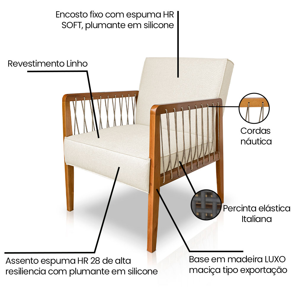 Poltrona Kira Linho Natural
