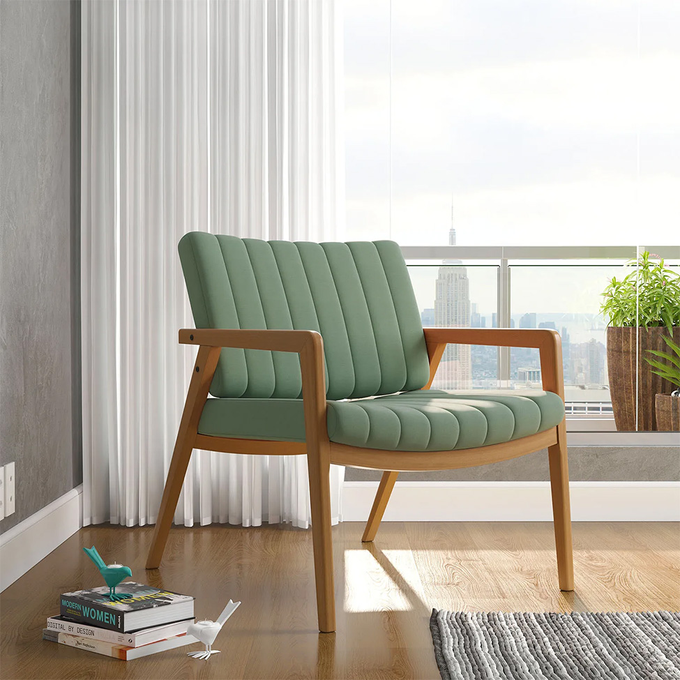 Poltrona Lang Linho Verde Sage