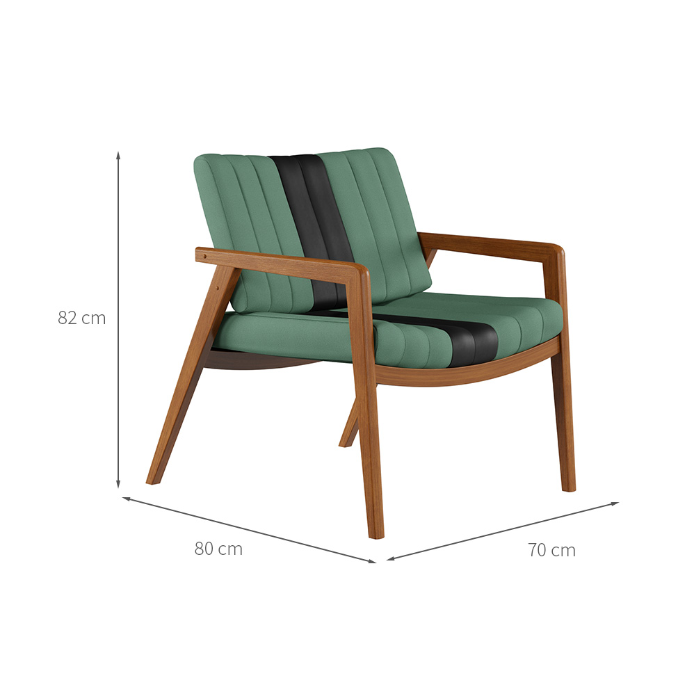 Poltrona Lang Linho Verde Sage e Preto