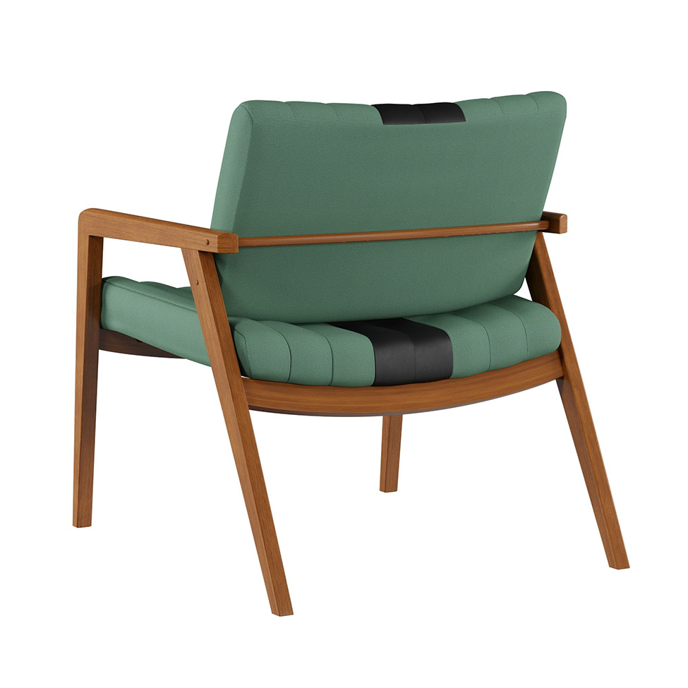 Poltrona Lang Linho Verde Sage e Preto