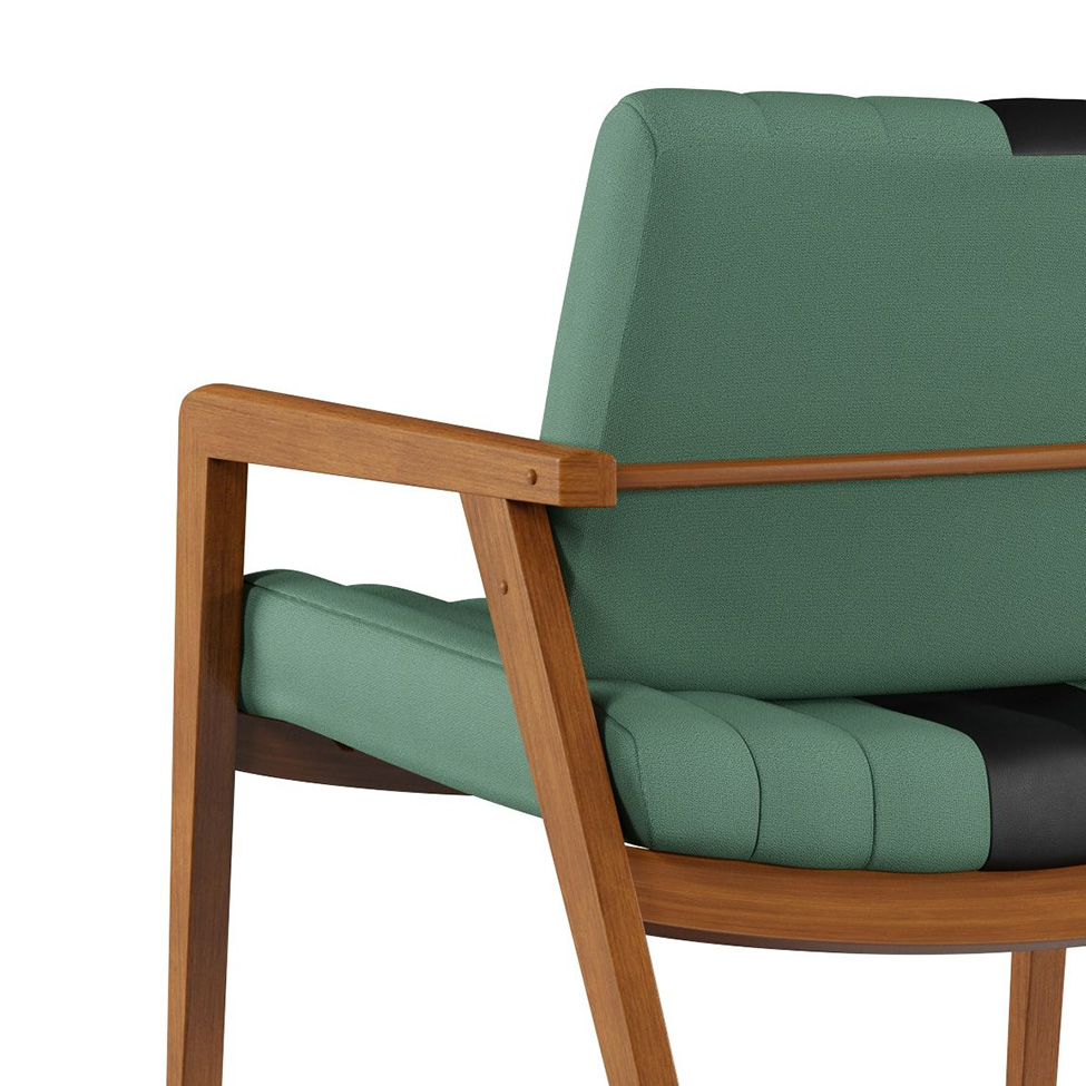 Poltrona Lang Linho Verde Sage e Preto
