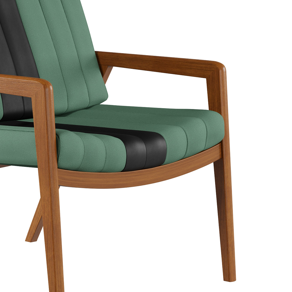 Poltrona Lang Linho Verde Sage e Preto