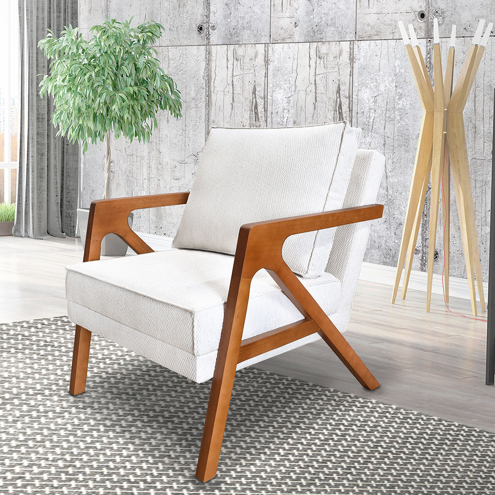 Poltrona Laura Luxo Linho Bouclé Off White