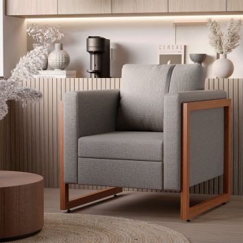 Poltrona Lin Linho Cinza