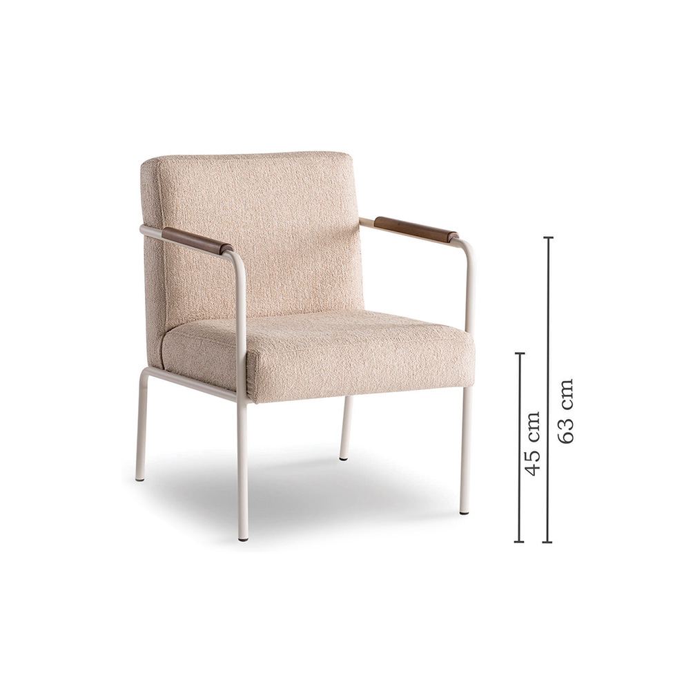 Poltrona Lope Bouclé Bege e Off White