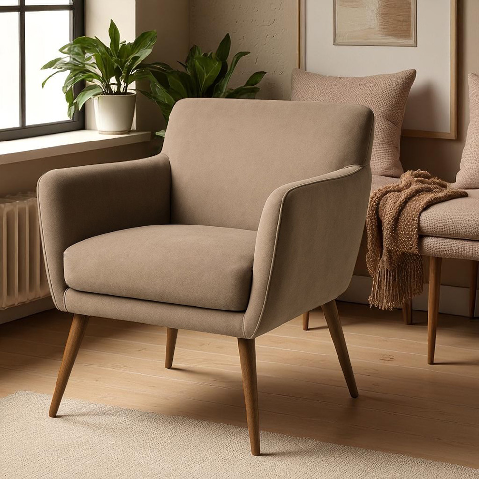 Poltrona Lorena Veludo Capuccino