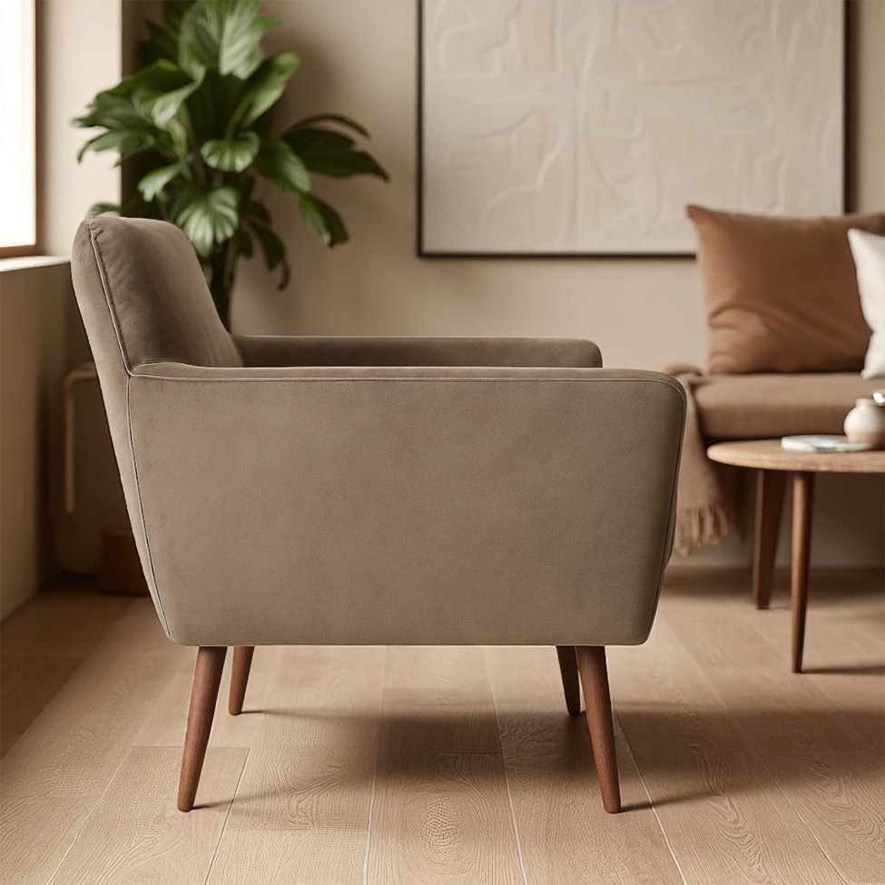 Poltrona Lorena Veludo Capuccino