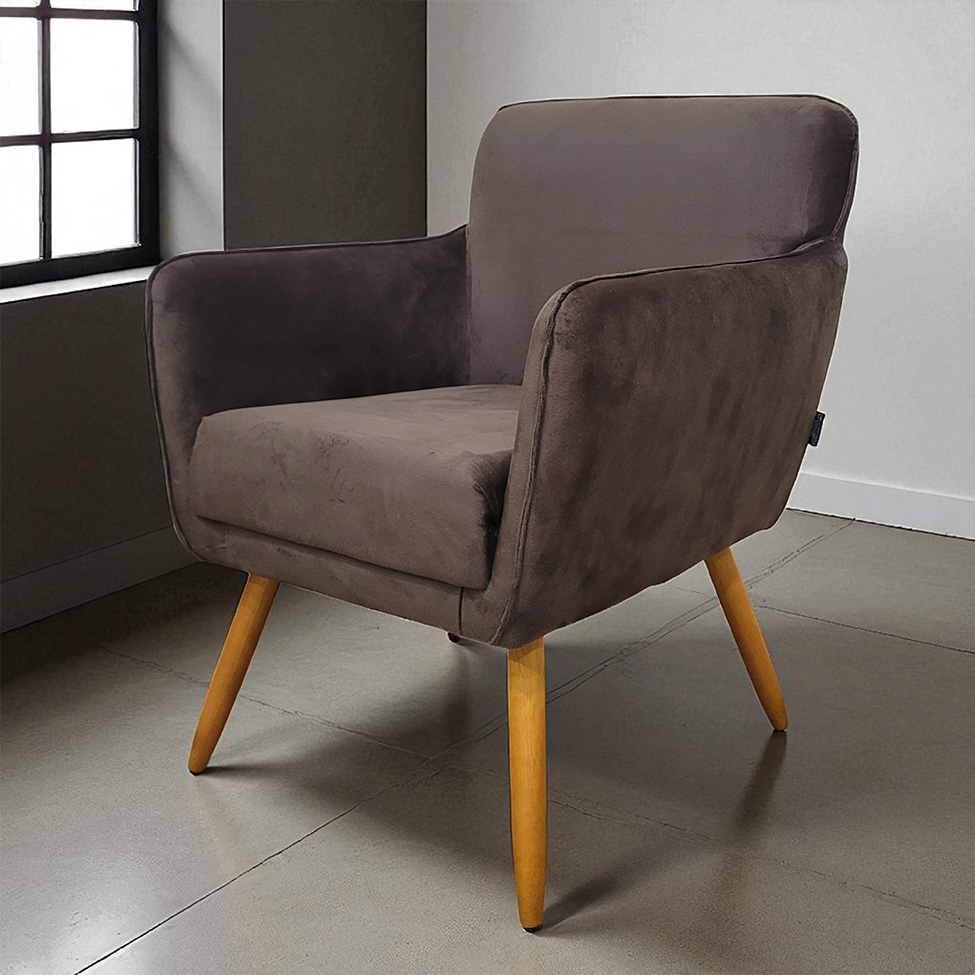 Poltrona Lorena Veludo Chocolate