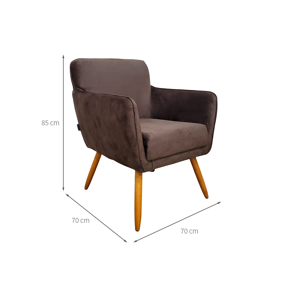 Poltrona Lorena Veludo Chocolate