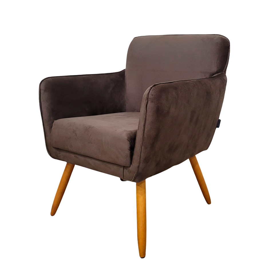 Poltrona Lorena Veludo Chocolate