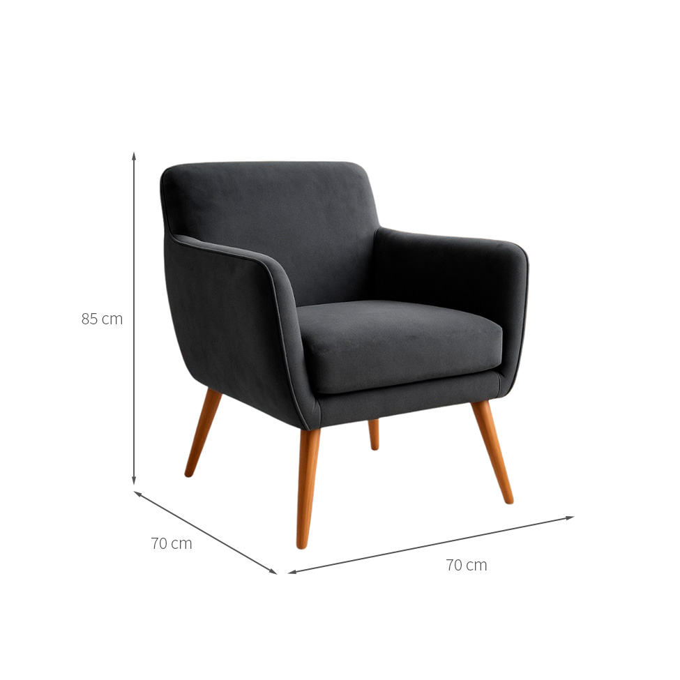 Poltrona Lorena Veludo Grafite