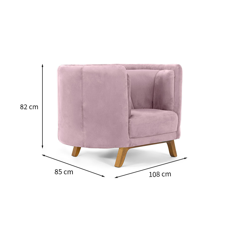 Poltrona Luminne Veludo Rosa