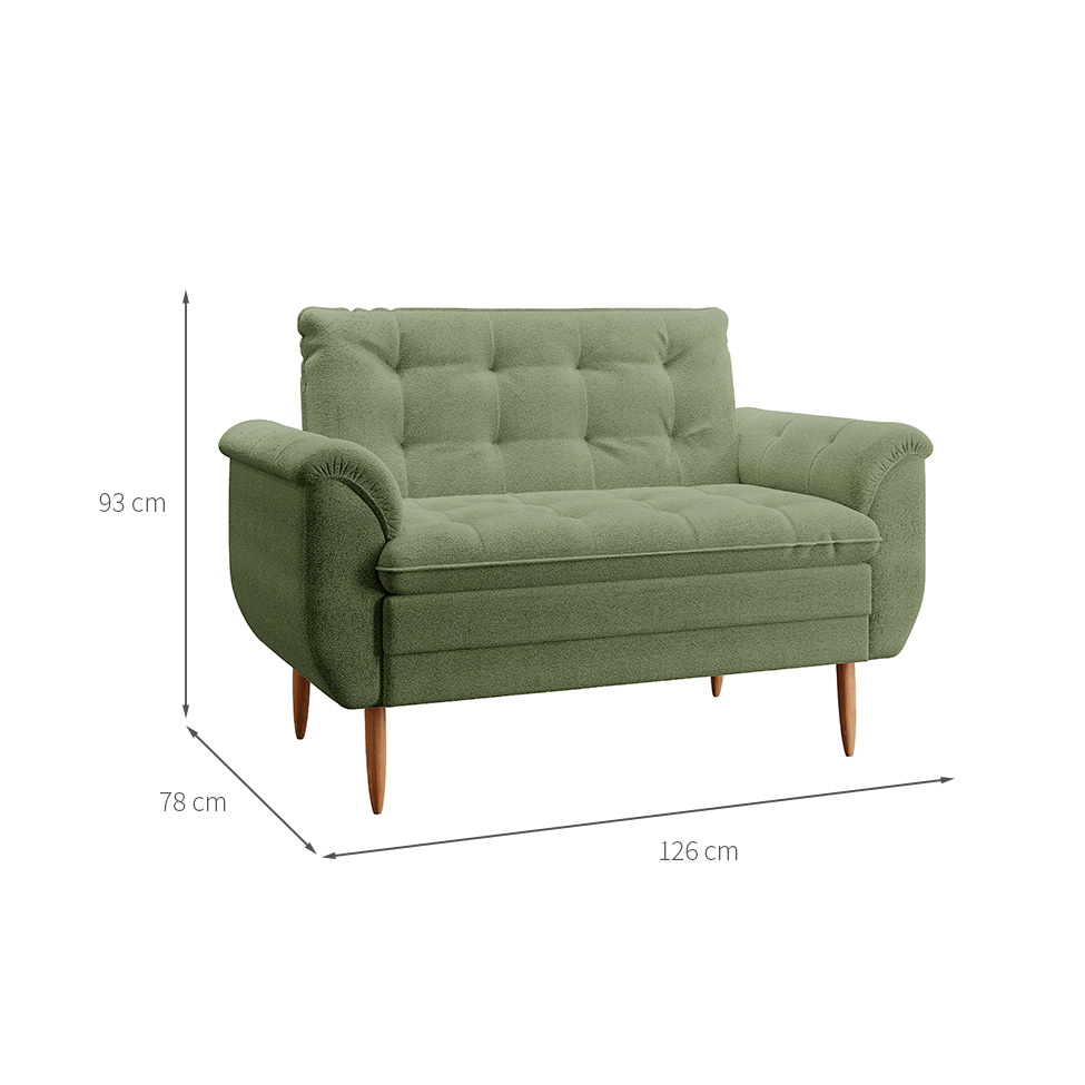 Poltrona Namoradeira Xangai Bouclé Verde Oliva