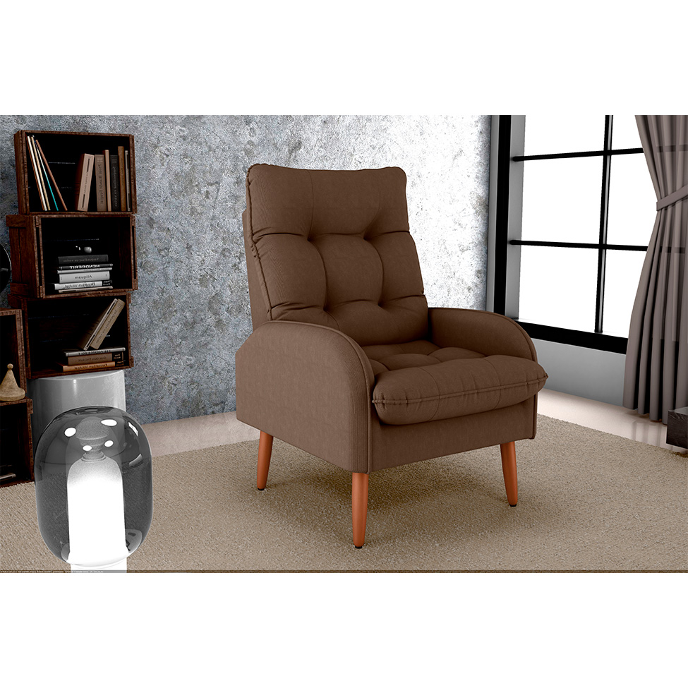 Poltrona Nantes Suede Marrom
