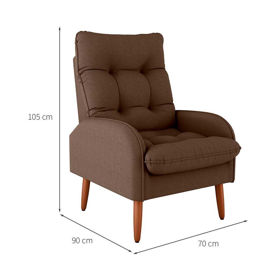 Poltrona Nantes Suede Marrom