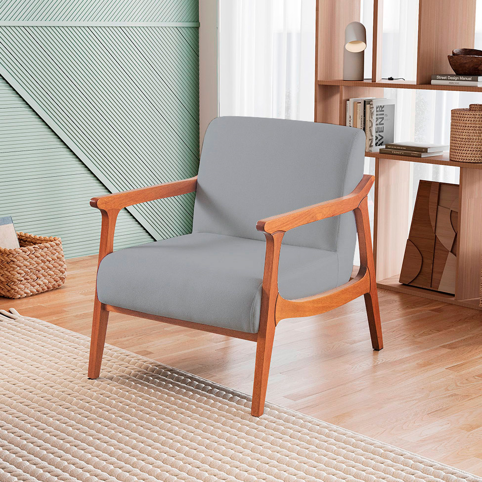 Poltrona Olívia Linho Cinza